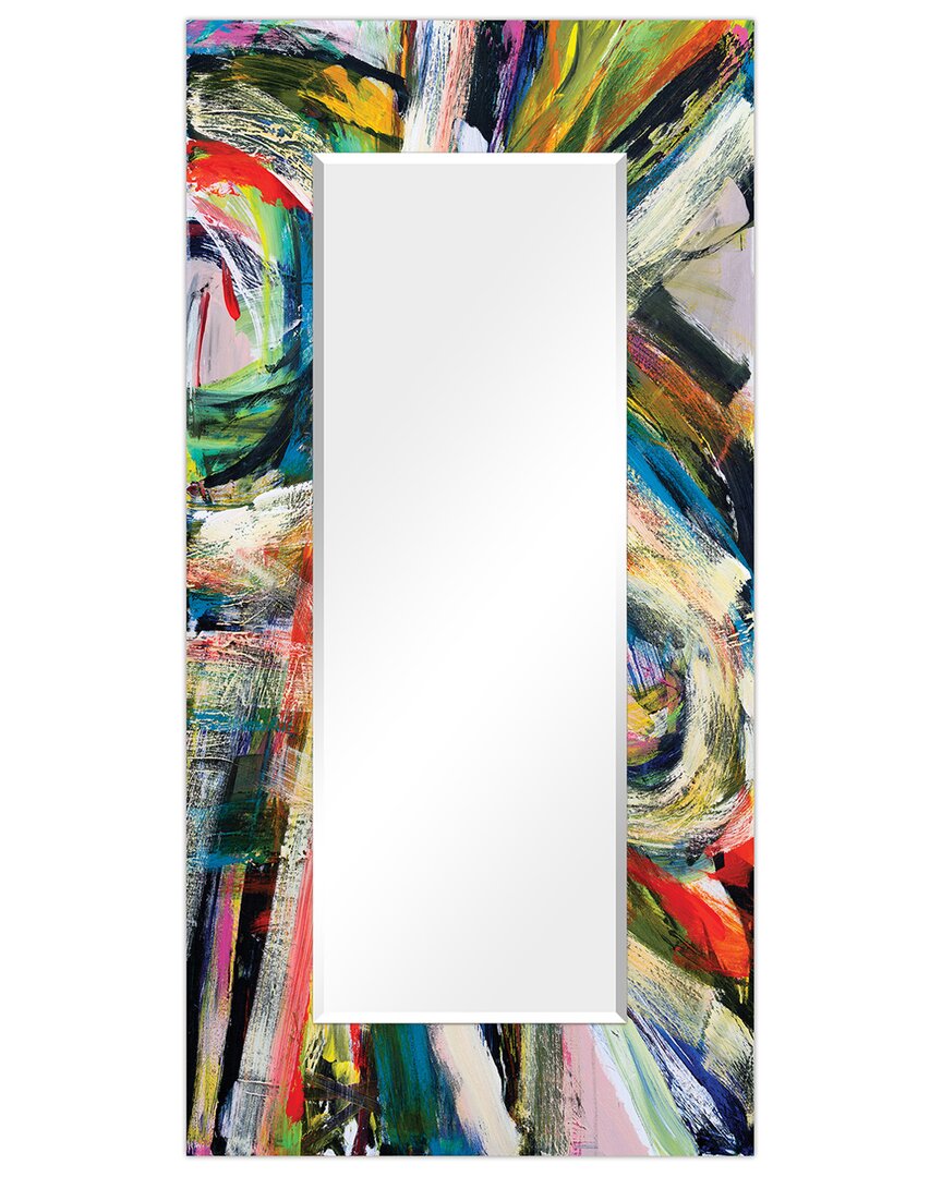 Empire Art Direct Rock Start I Rectangular Beveled Wall Mirror On Free Floating Printed Tempered Art Glass 7