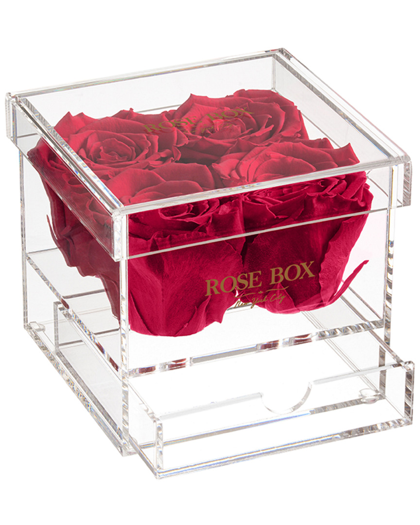 ROSE BOX NYC ROSE BOX NYC 4 RUBY PINK ROSES JEWELRY BOX