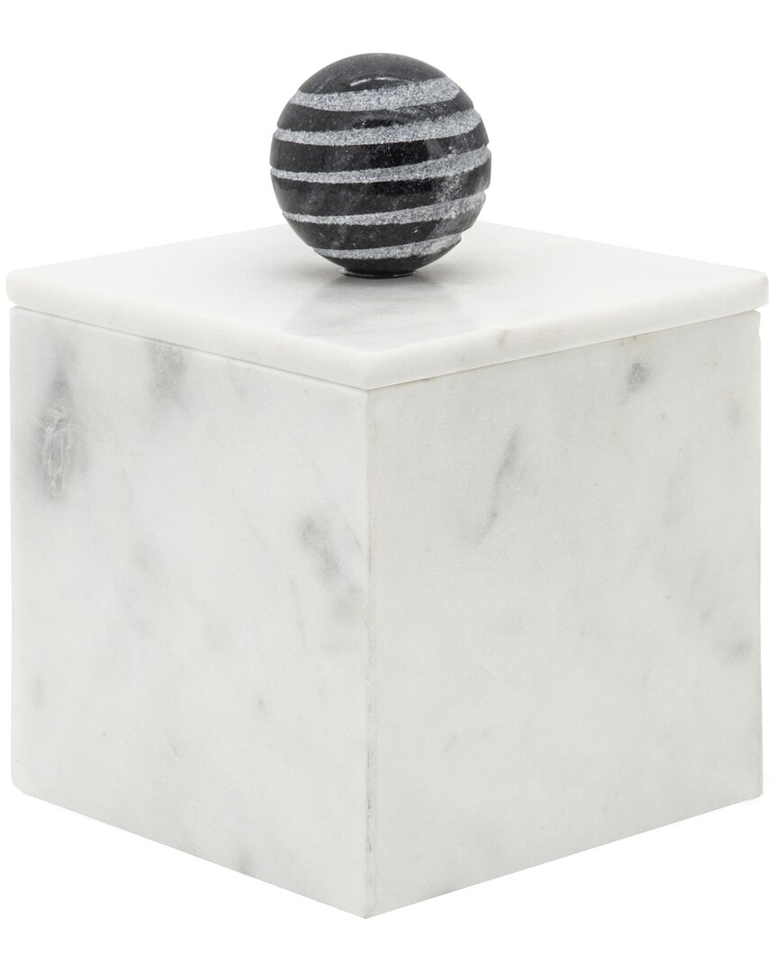 Sagebrook Home Marble Box With Orb In White