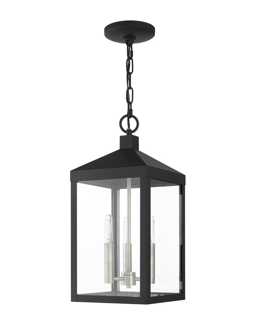 Livex Lighting 3-light Black With Brushed Nickel Cluster Outdoor Pendant Lantern