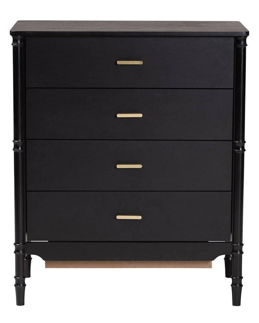 Baxton Studio Marisela Wood Chest Of Drawers With Handles In Black