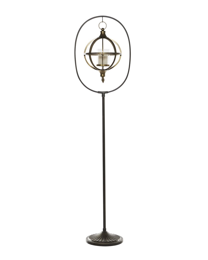 Peyton Lane Black Metal Eclectic Candle Holder Lantern In Bronze