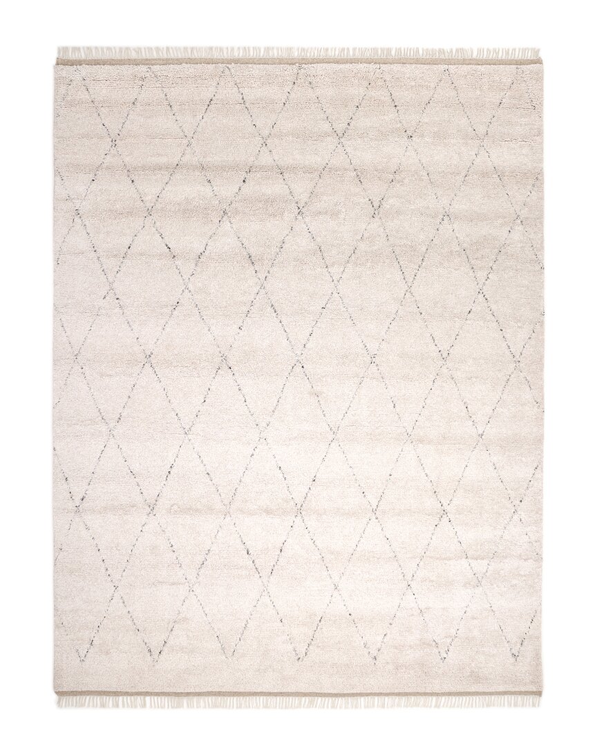 Solo Rugs Shaggy Moroccan Bohemian Hand-knotted Wool-blend Area Rug In Ivory