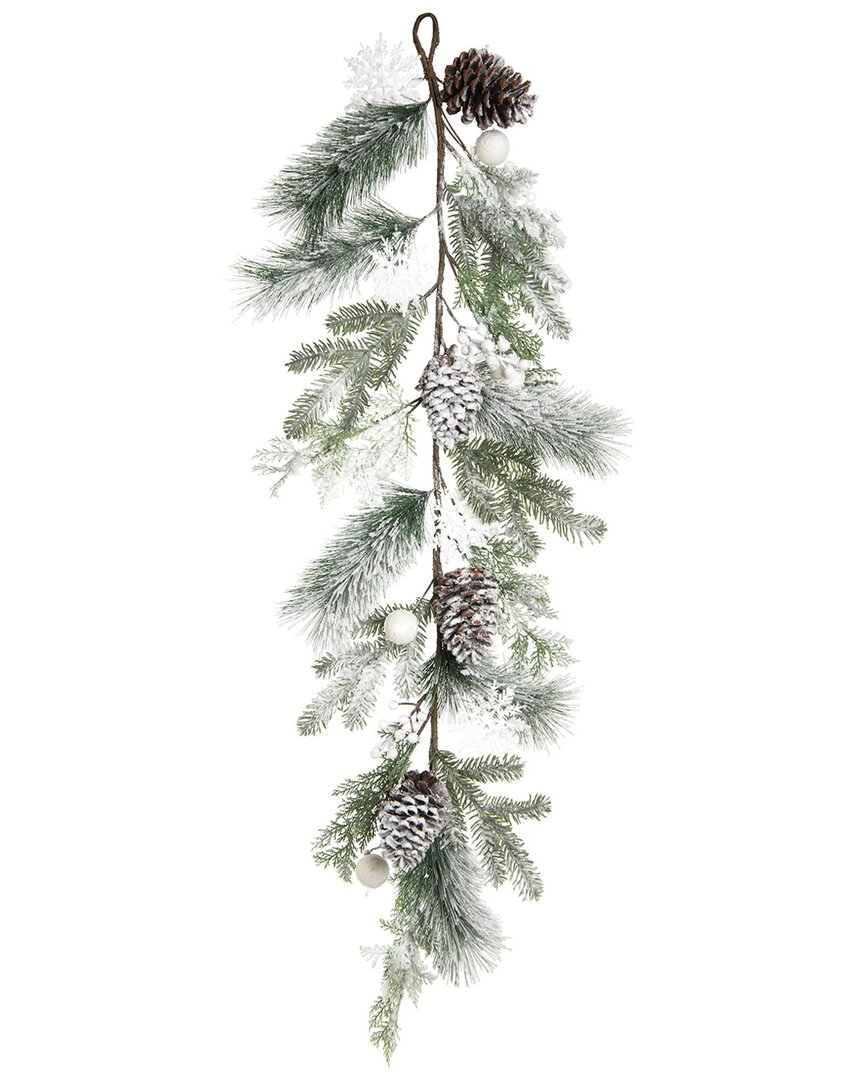 Transpac Artificial 46in Christmas Frosted Artificial Garland In Green