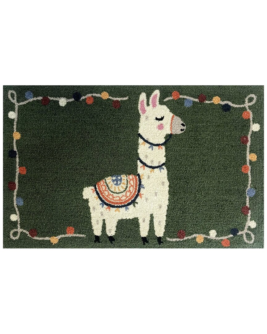 The Rug Market Craft Llama Indoor/outdoor Doormat In Green