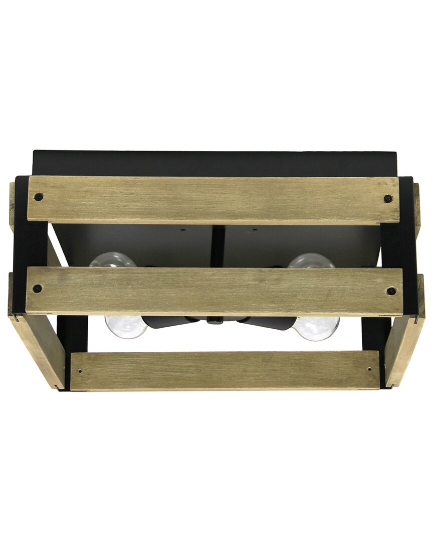 Lalia Home 14in Barnlit 4-light Decorative Squared Flush Mount Ceiling Light In Brown