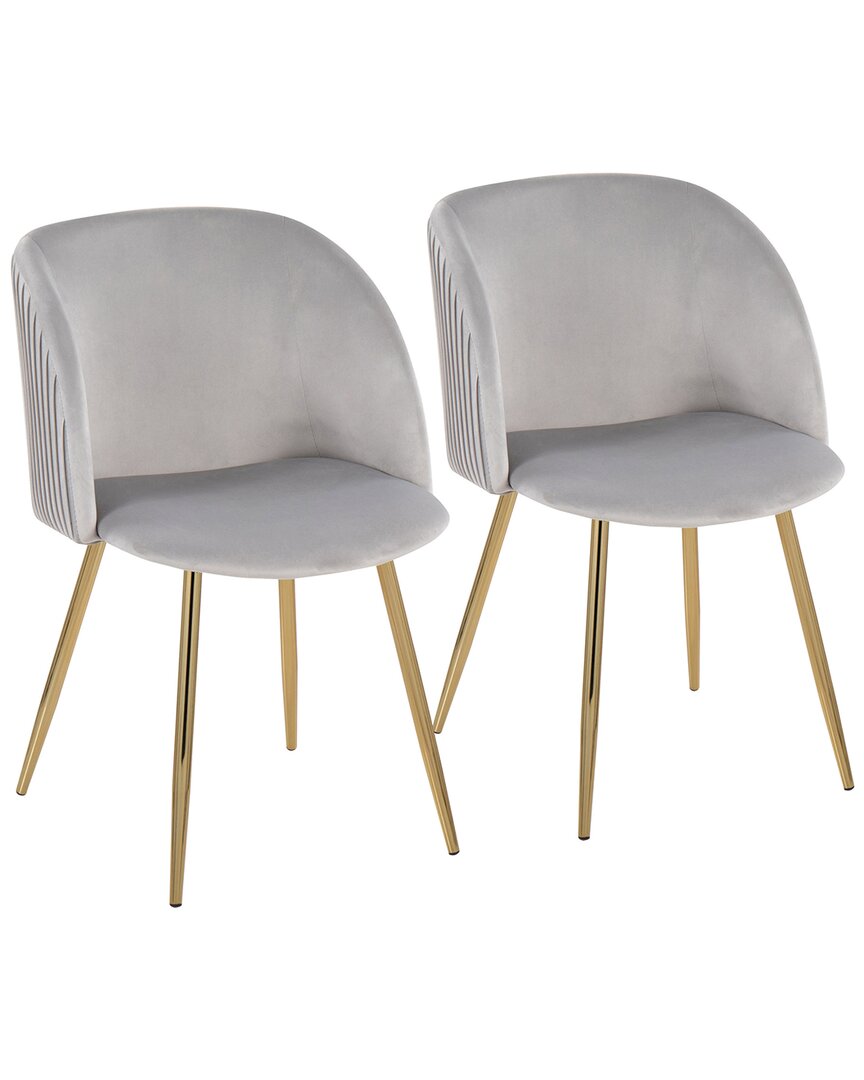 Lumisource Fran Pleated Chair Set Of 2 In Gold