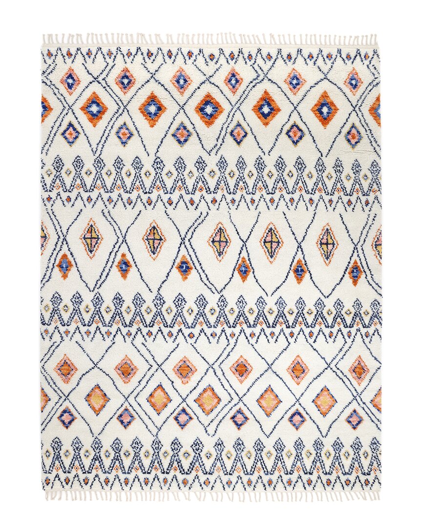 Solo Rugs Mila Bohemian Moroccan Hand-knotted Wool-blend Area Rug In Ivory