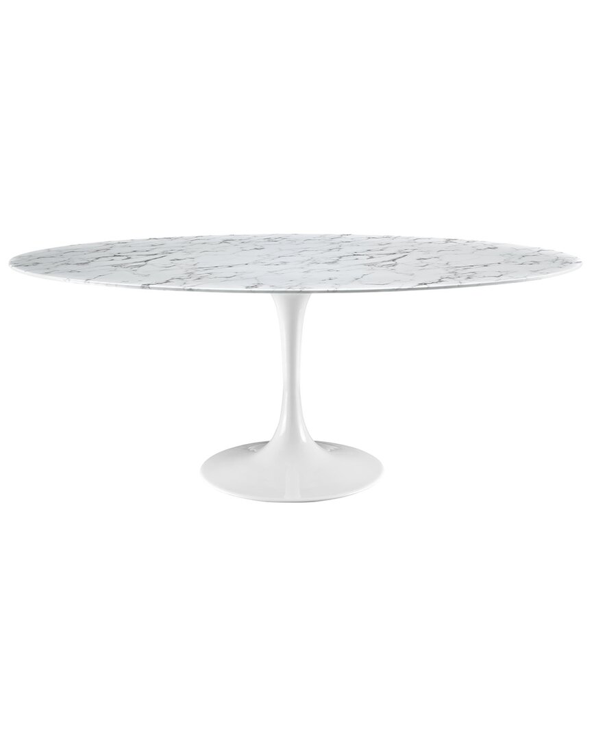 Shop Modway Lippa 78in Oval Artificial Marble Dining Table In White