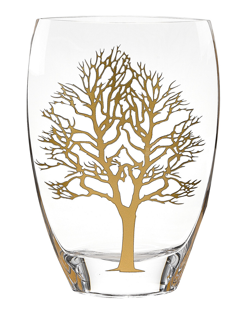 Badash Crystal Gold Tree Of Life Vase In Clear