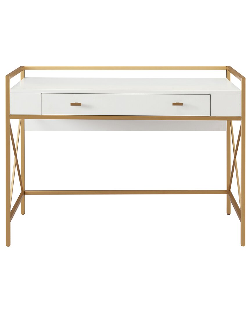 Leick Home Claudette Mixed Metal & Wood Computer Desk In Gold