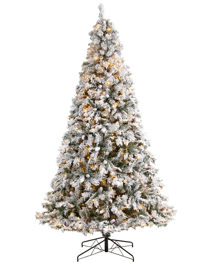 NEARLY NATURAL NEARLY NATURAL 9FT FLOCKED WHITE RIVER MOUNTAIN PINE ARTIFICIAL CHRISTMAS TREE