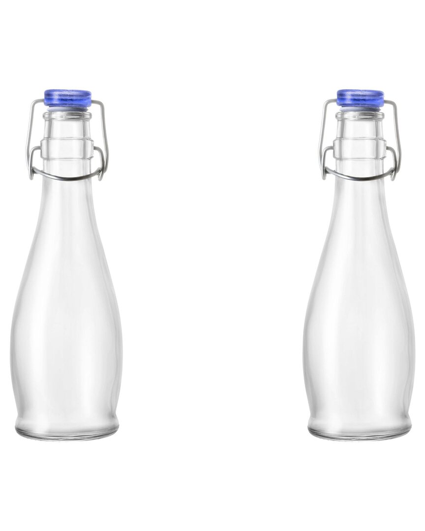 10 Strawberry Street Set Of 2 Indro Medium Swing Top Bottles With Blue Lid