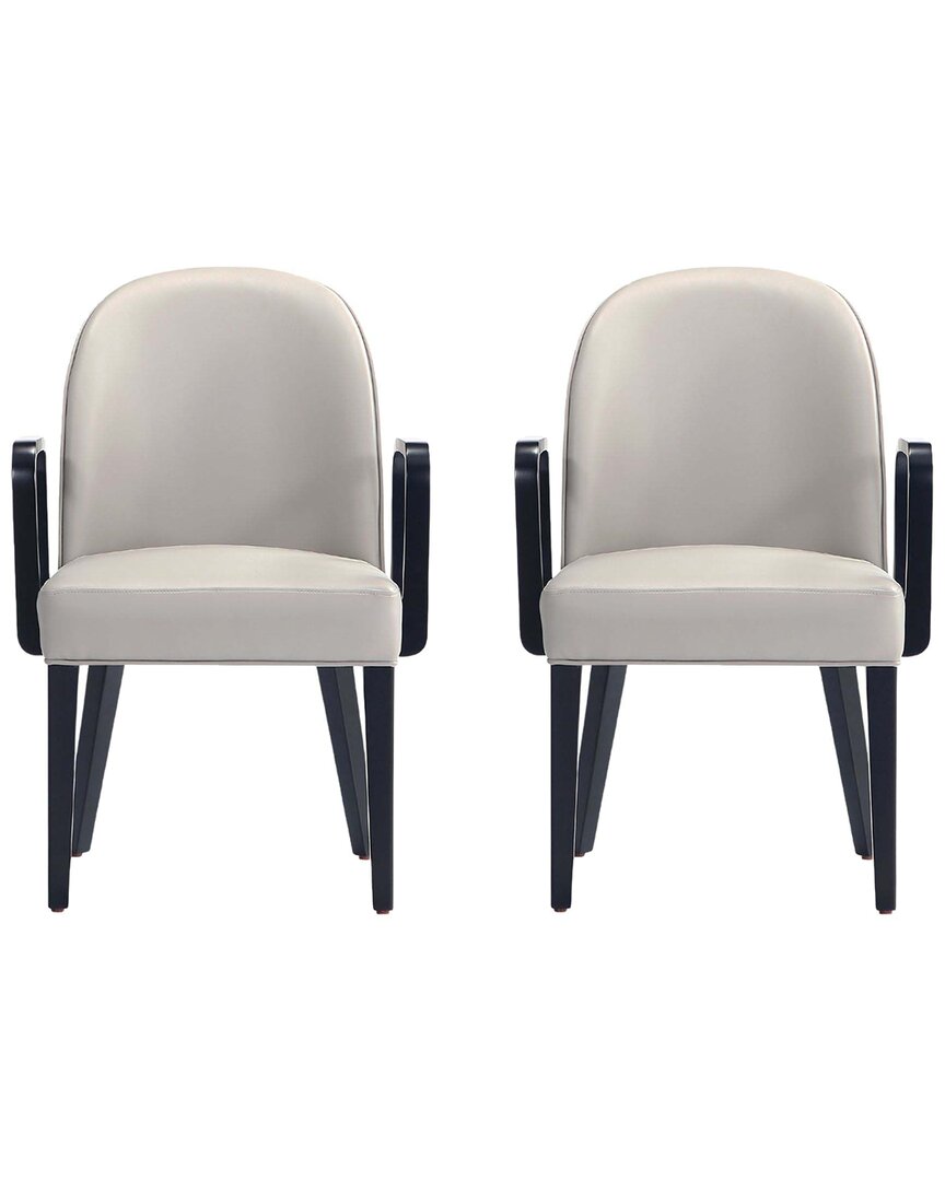 Shop Manhattan Comfort Hillman Modern Leatherette & Velvet Upholstered Dining Arm  Chair In Grey