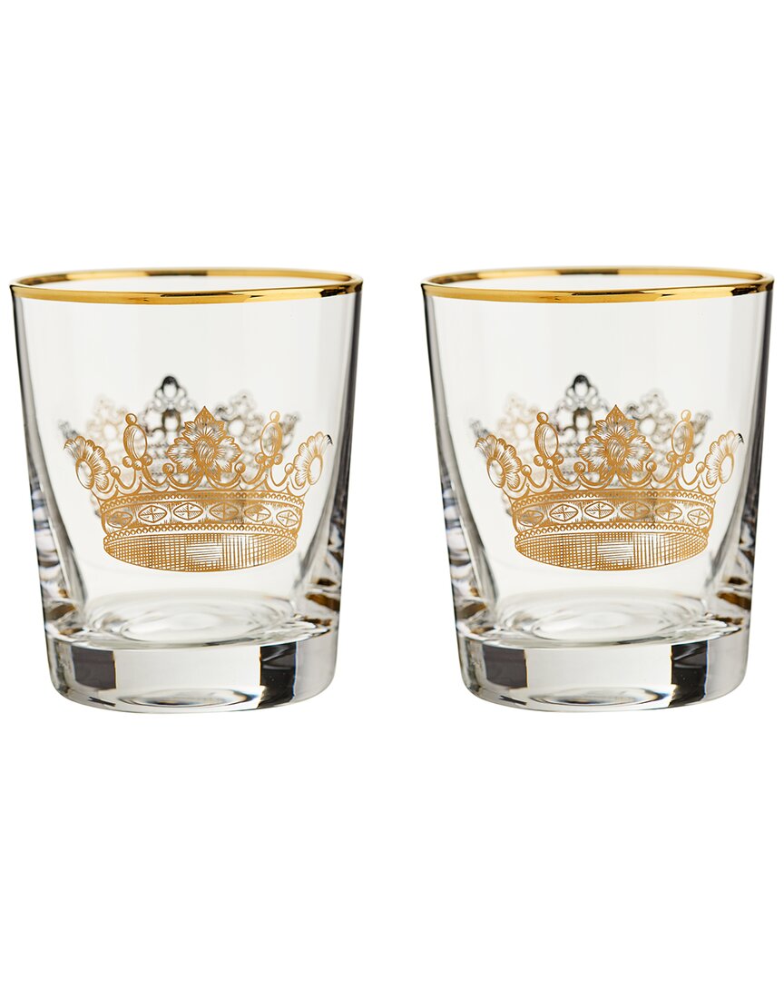 Rosanna Set Of 2 The Grand Tour London Double Old Fashioned Glasses In Gold