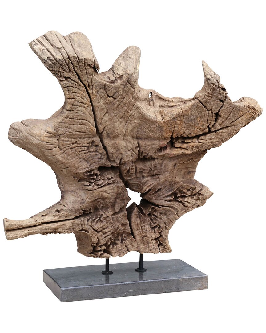 Moe's Home Collection Dax Natural Teak Sculpture In Metallic