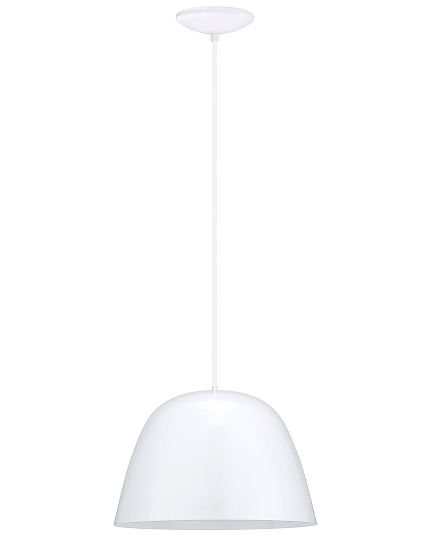 Eglo Coretto 1 Light Pendant With White Finish & Glossy White Dome Metal Shade