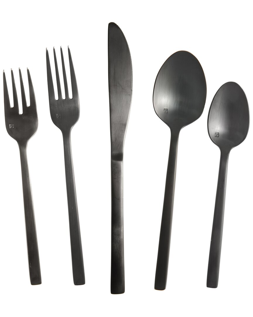 Fortessa Arezzo Brushed Black 20pc Flatware Set