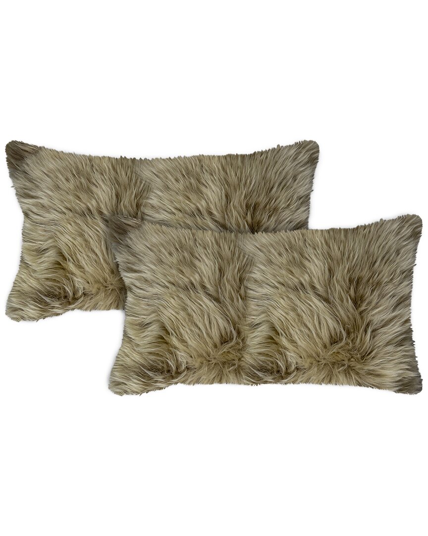 Natural Group Natural Pack Of 2 New Zealand Sheepskin 12x20in Pillows