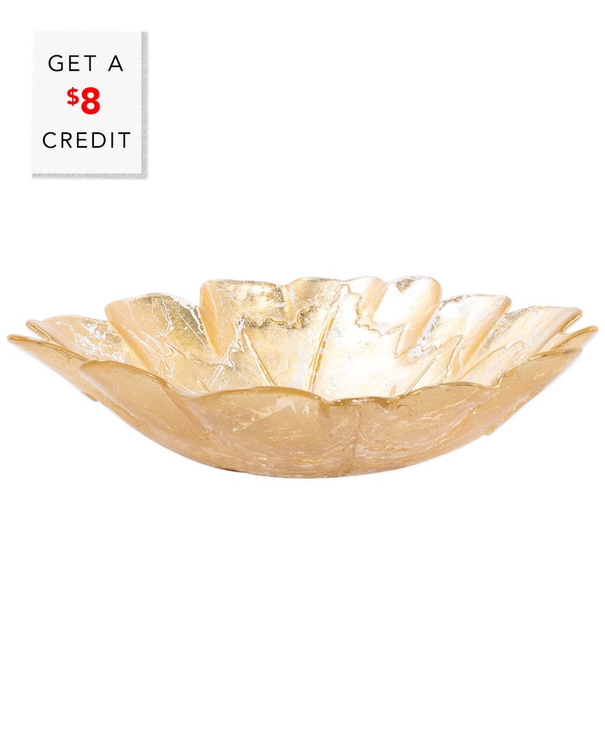 Vietri Moon Glass Leaf Medium Bowl With $8 Credit In Gold