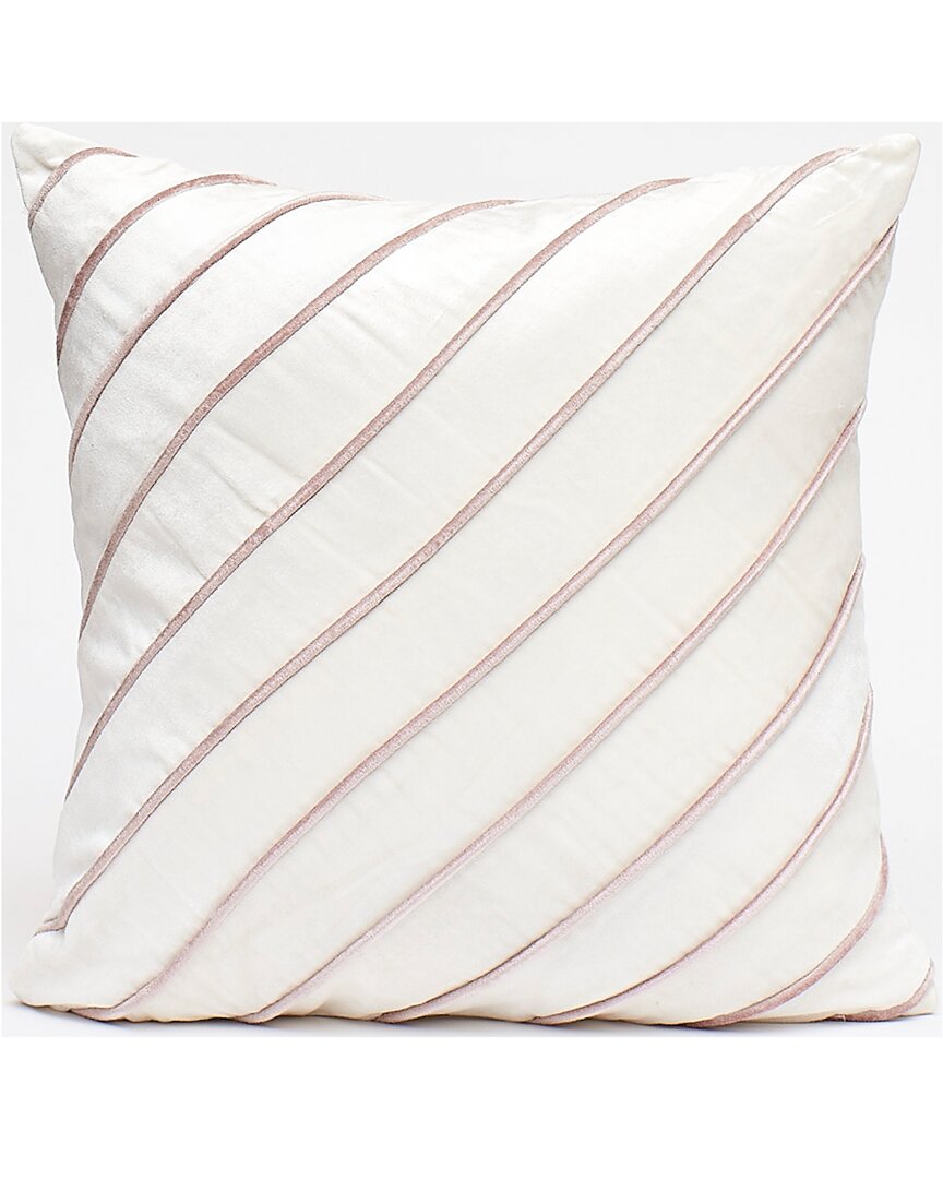 Harkaari Cream With Velvet Diagonal Rope Throw Pillow