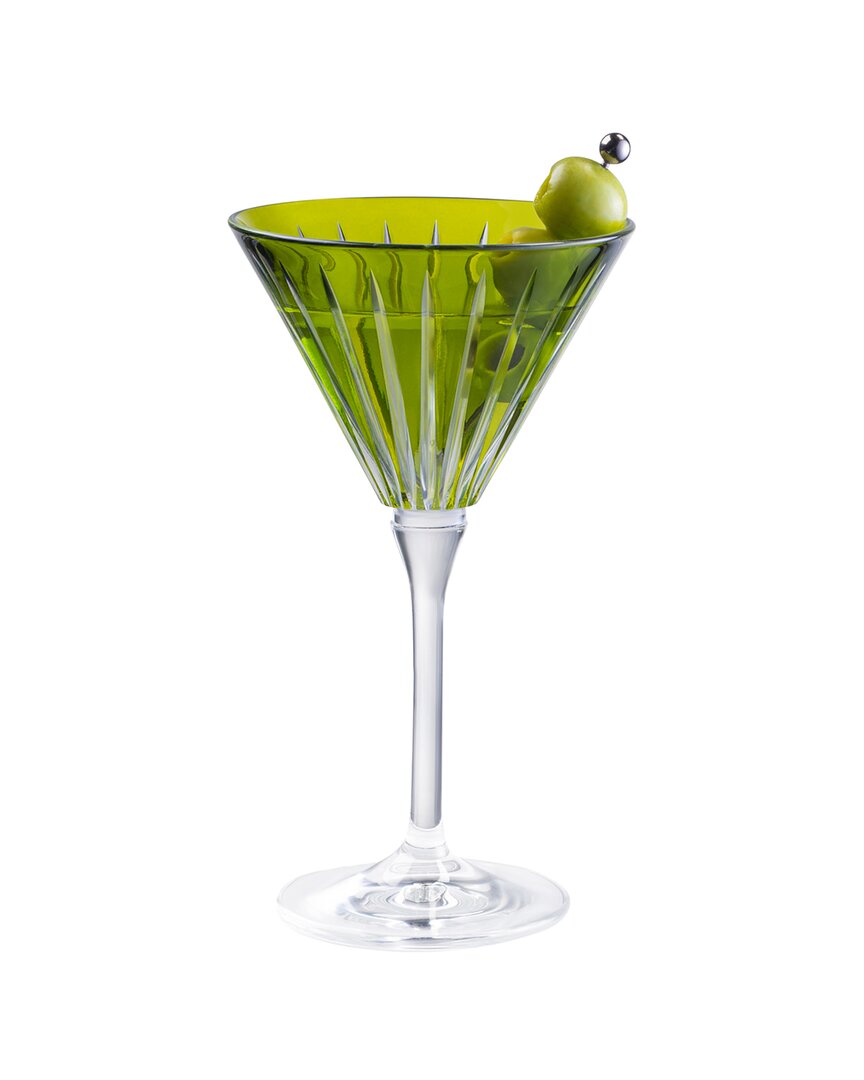 Barski Set Of 6 Colored Martini Cocktail Glasses In Green