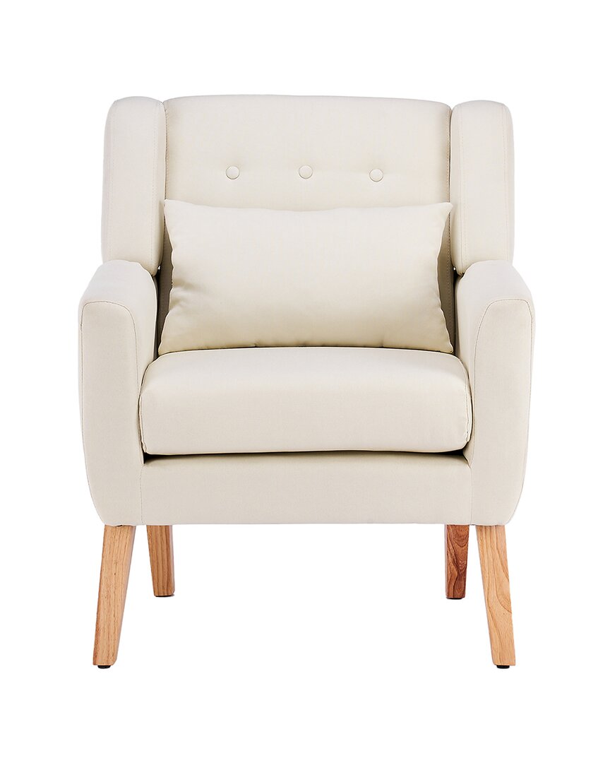 Unikome Upholstered Storage Accent Chair With Lumbar Pillow In Beige