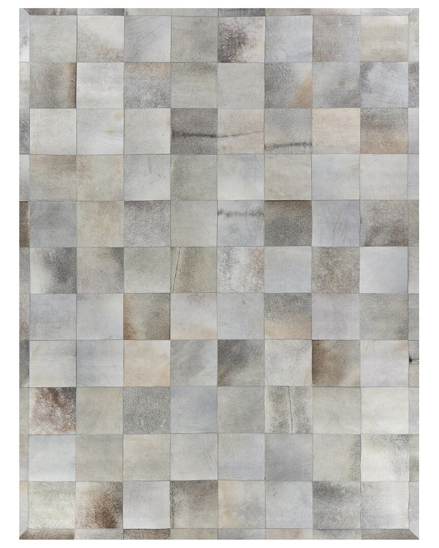 Exquisite Rugs Natural Hide Hand-loomed Rug In Silver
