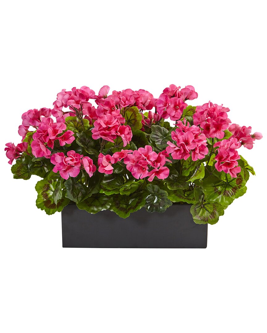 Nearly Natural Geranium Silk Plant In Rectangular Planter, Uv Resistant