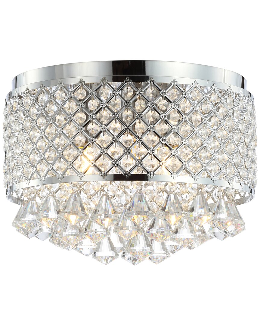 Jonathan Y Evelyn 14.7in 3-light Crystal Drops Metal Led Flush Mount