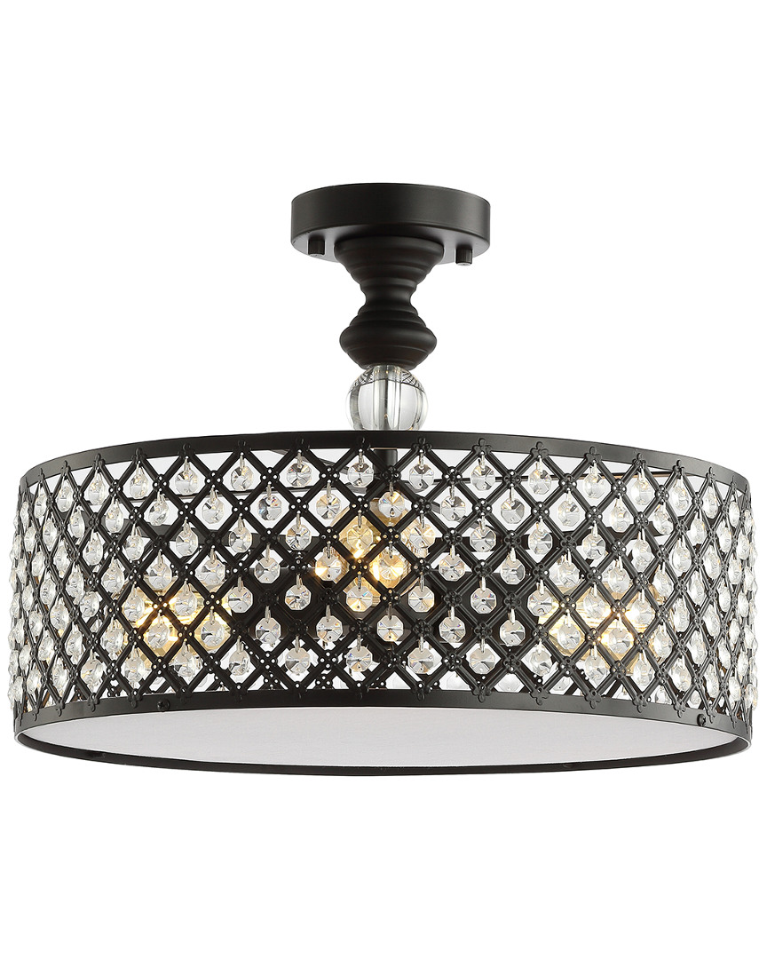 Jonathan Y Elise 17in 3-light Crystal Metal Drum Semi-flush Mount