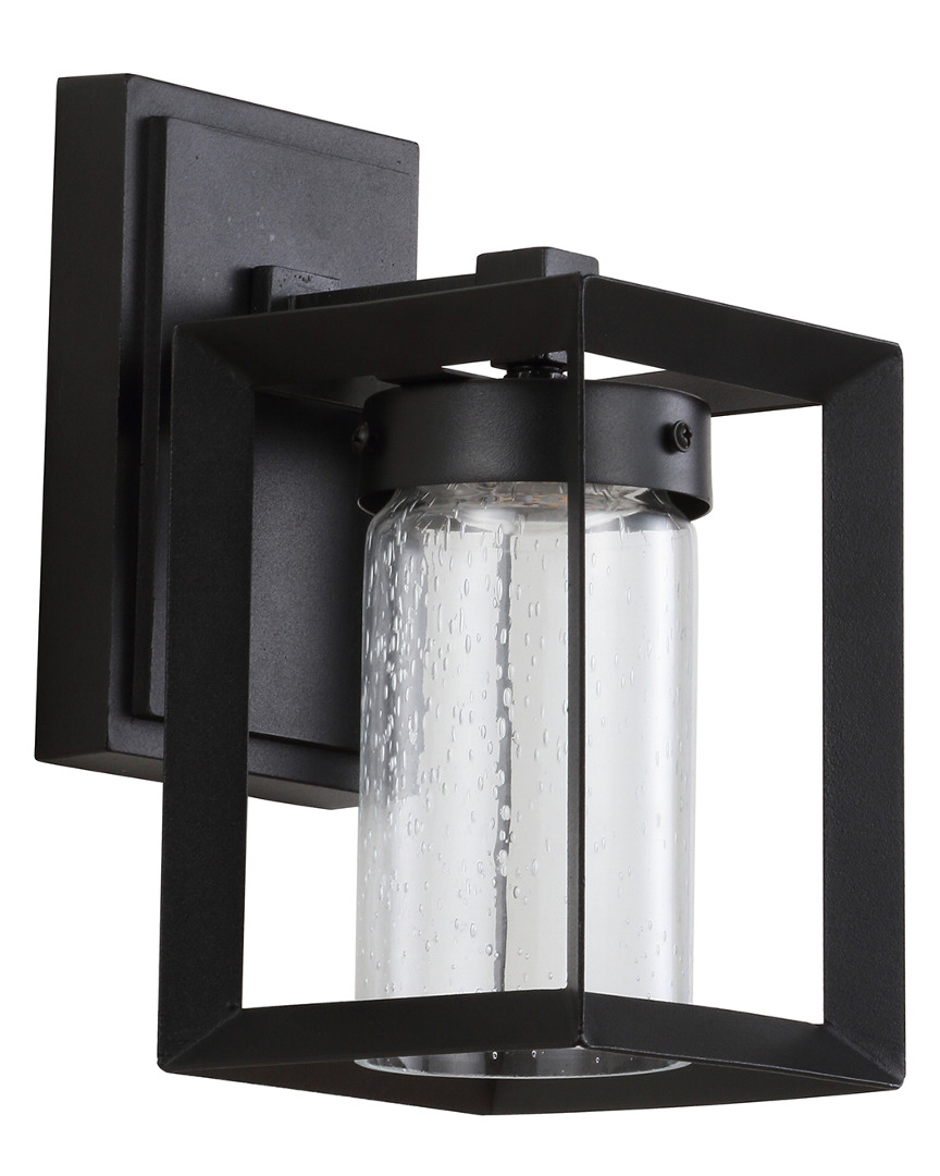 Jonathan Y Nate 9.7in Outdoor Modern Cube Bubble Glass Metal Integrated Led Sconce