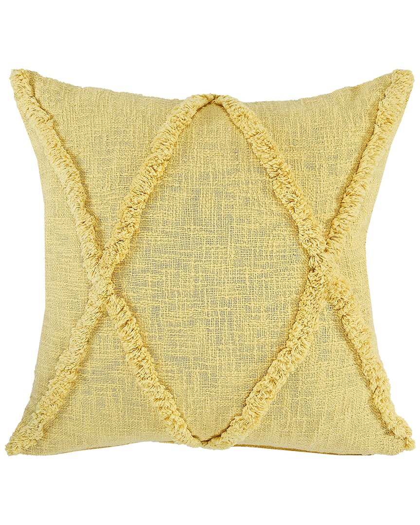 Lr Home Shena Solid Decorative Diamond Tufted Throw Pillow In Yellow