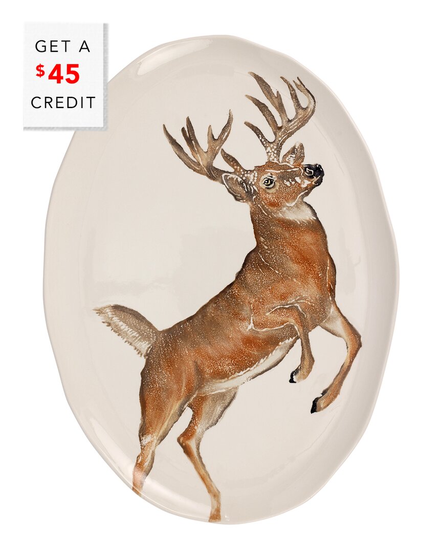 Vietri Cacciatore Deer Large Oval Platter With $38 Credit