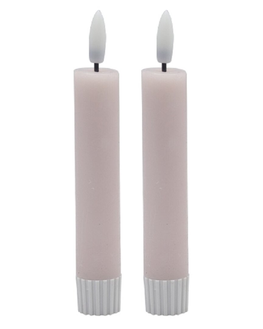 Bidkhome Set Of 2 Small Flameless Taper Candles In Pink