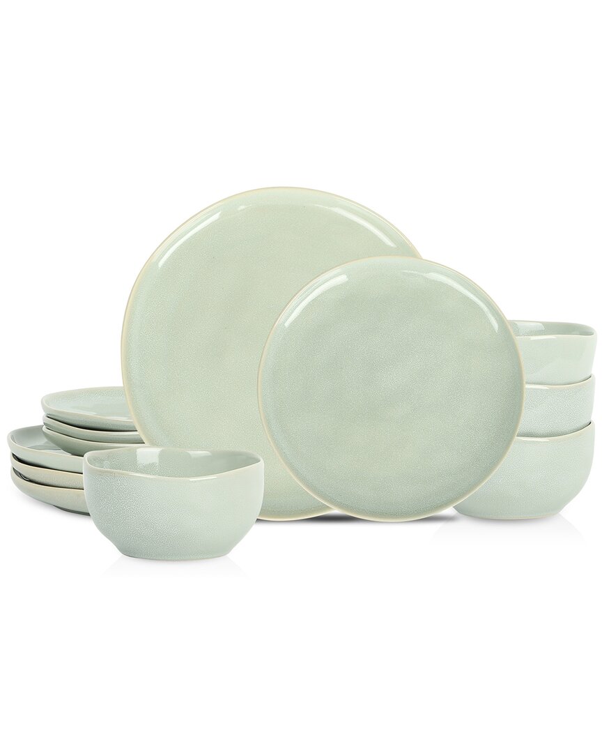 Stone Lain Mirella 12pc Stoneware Dinnerware Set In Green