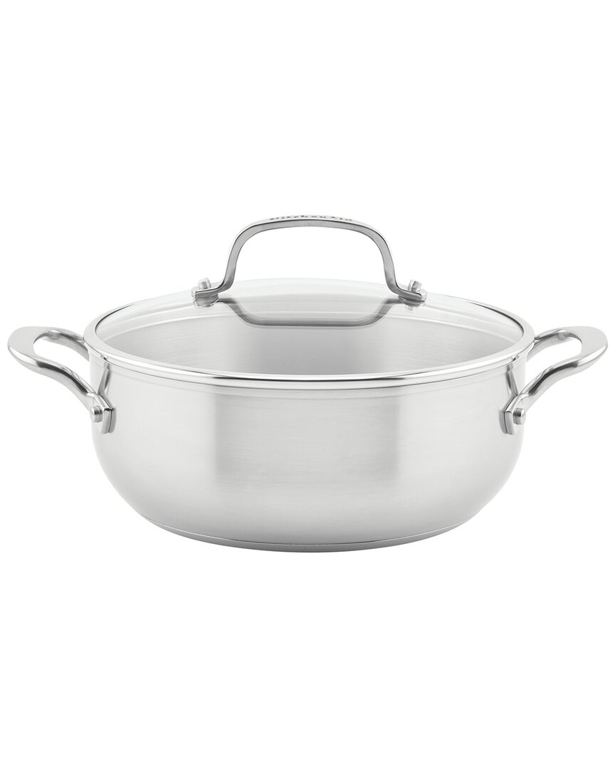 Shop Kitchenaid 3-ply Base Stainless Steel Induction Casserole With Lid In Metallic