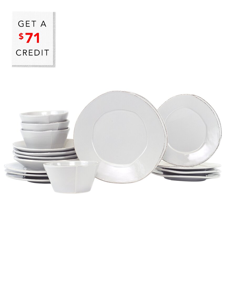 Vietri Lastra Light 18pc Place Setting With $71 Credit In White