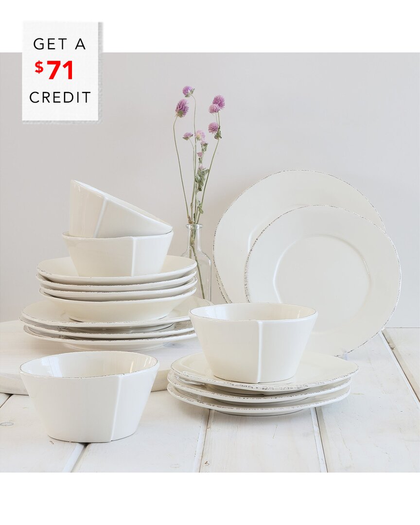 Vietri Lastra Linen 18pc Place Setting With $71 Credit In White