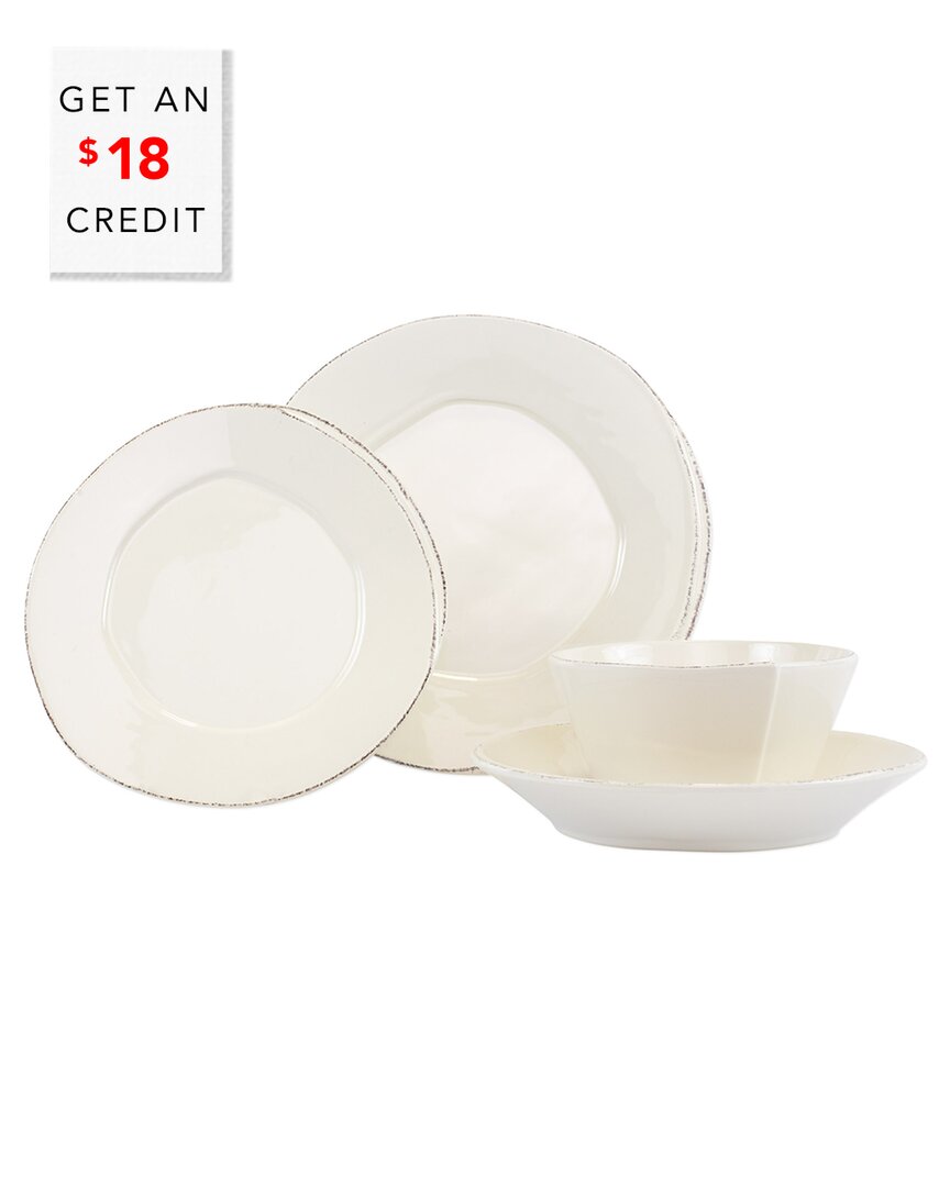 Vietri Lastra Linen 4pc Place Setting With $18 Credit In White