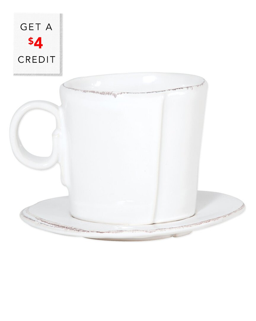 Shop Vietri Lastra Espresso Cup & Saucer With $4 Credit In White