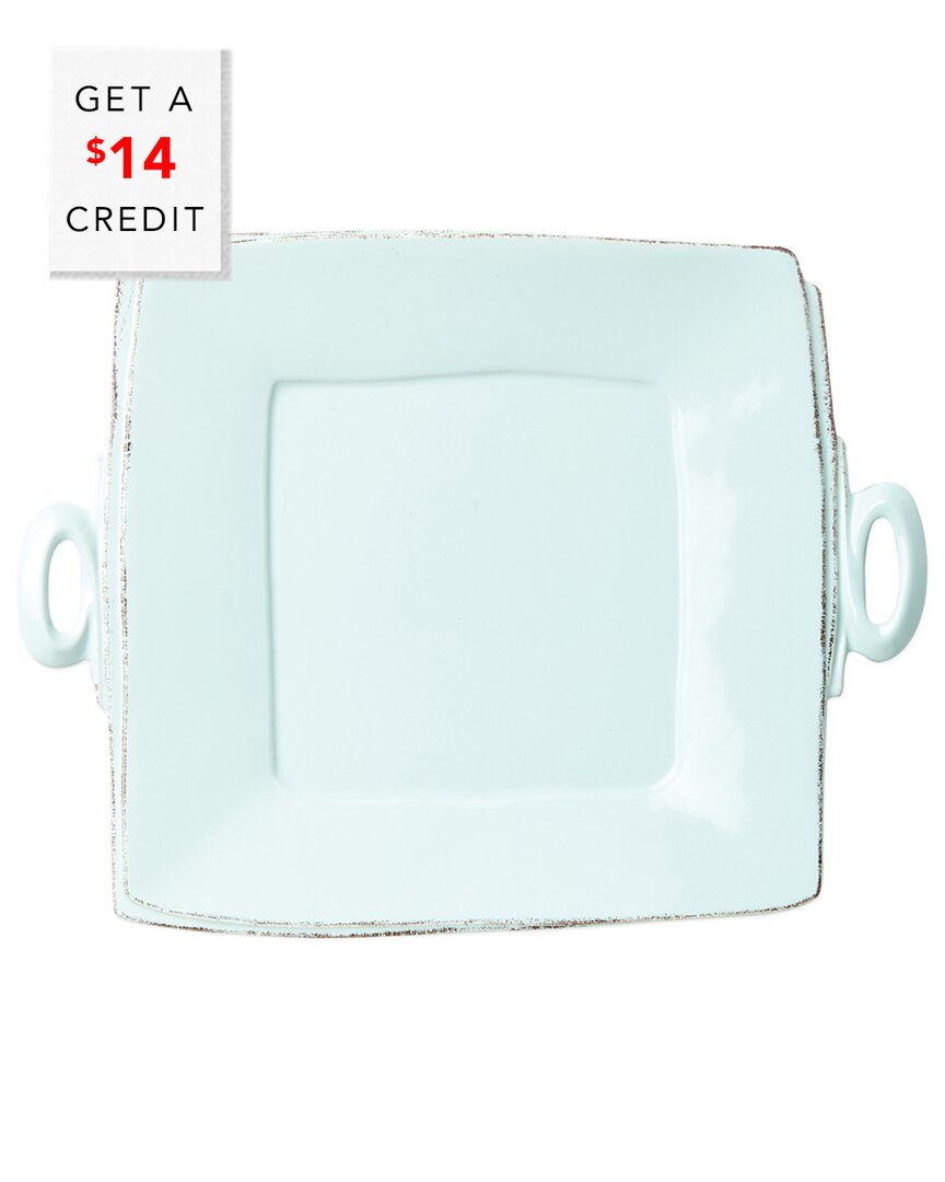Shop Vietri Lastra Handled Square Platter With $14 Credit In Aqua