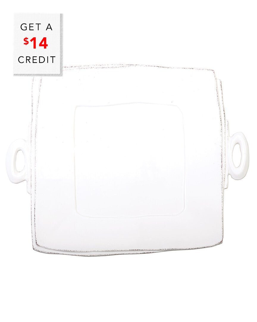 Shop Vietri Lastra Handled Square Platter With $14 Credit In White