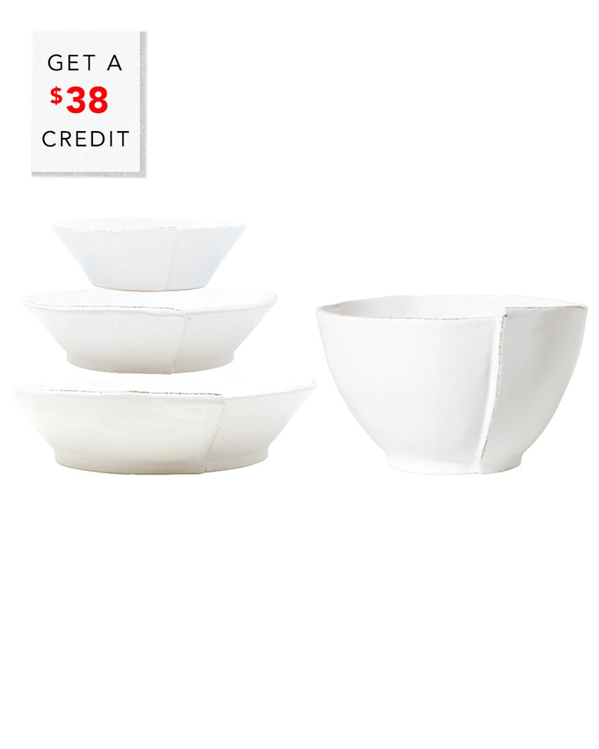 Vietri Lastra 4pc Serving Bowls Set With $34 Credit In White