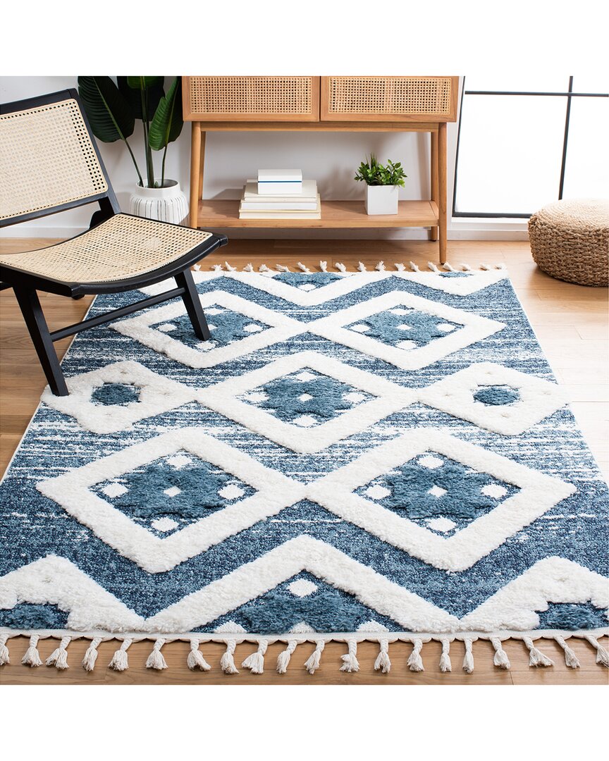Safavieh Moroccan Tassel Shag Polypropylene Pile Rug In Blue