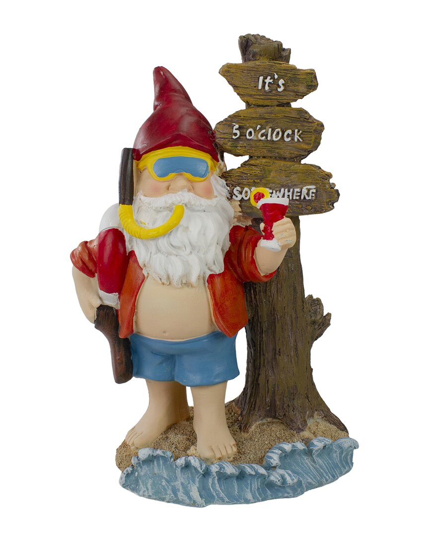 Northlight 10.5in Beach Gnome Outdoor Garden Statue