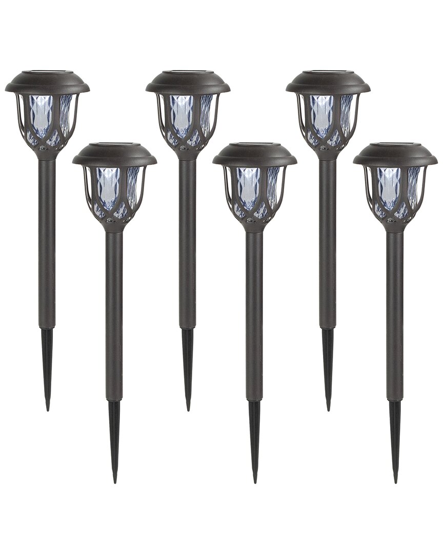 Northlight Set Of 6 Lantern Style Solar Powered Led Pathway Markers