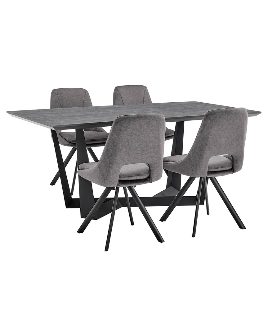 Armen Living Radford And Gray Lexi 5pc Modern Rectangular Dining Set In Black