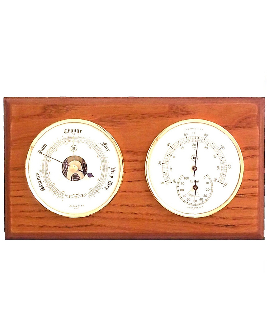 Bey-berk Barometer And Thermometer In Brown