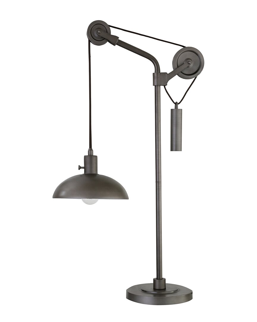 Abraham + Ivy Neo Aged Steel Table Lamp With Solid Wheel Pulley System In Gray